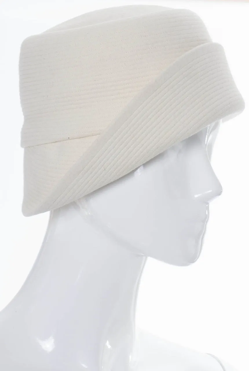 1960's Mr John I Magnin Vintage White Wool Hat