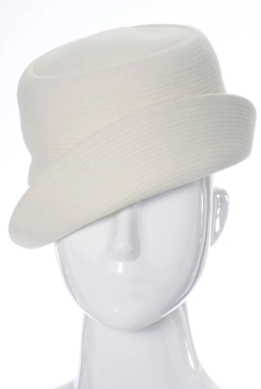 1960's Mr John I Magnin Vintage White Wool Hat