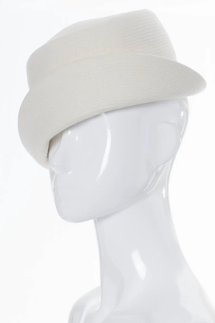 1960's Mr John I Magnin Vintage White Wool Hat