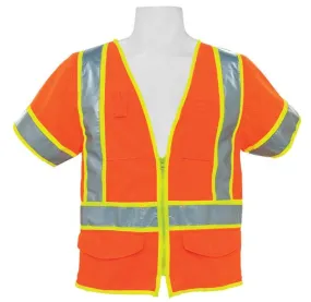 3A Safety - ANSI Class III Solid Multi-pocket Vest with Sleeves Orange Color Size 3X-large