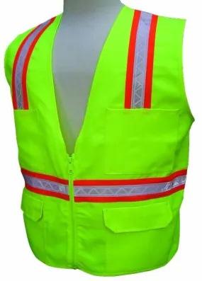 3A Safety - Multi-Pocket Surveyor's Safety Vest - Solid Front/Back Lime Color Size 5X-large