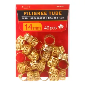 40 Gold Filigree Tubes - 14mm #91652