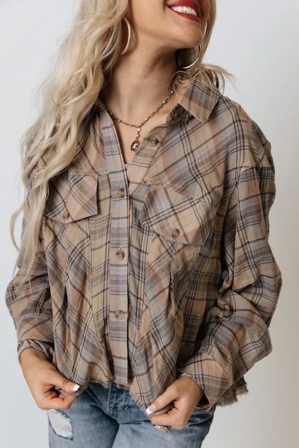 Across The Coast Plaid Top In Beige