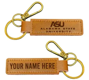 Alabama State University Customizable Leather Keychain 3.25 Long Officially Licensed Collegiate Product