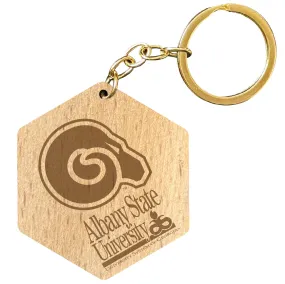 Albany State University 2 Engraved Wooden Hexagon Keychain Officially Licensed Collegiate Product