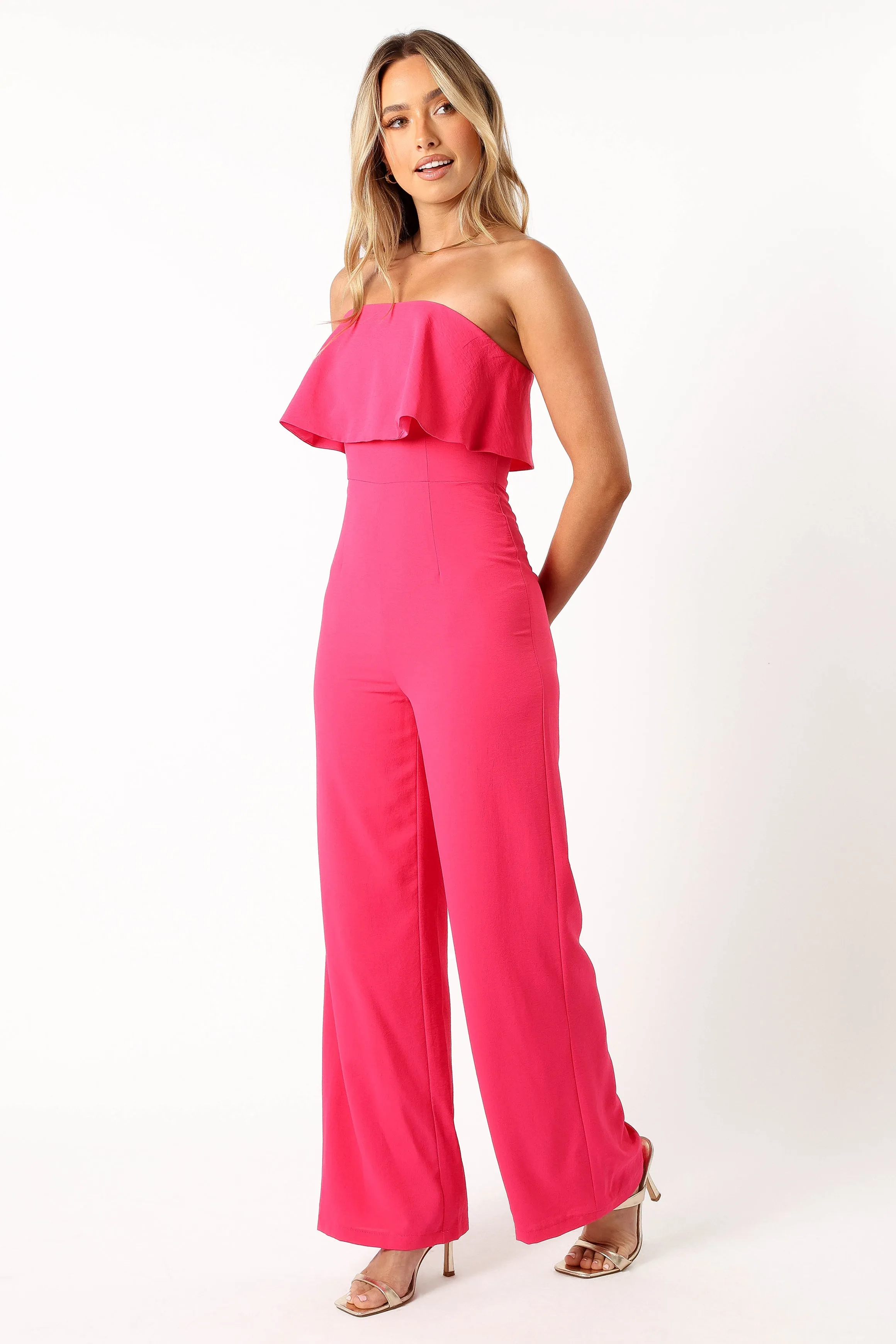 Annabella Strapless Jumpsuit - Hot Pink