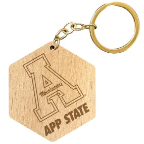 Appalachian State 2 Engraved Wooden Hexagon Keychain Officially Licensed Collegiate Product