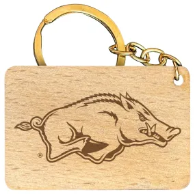 Arkansas Razorbacks Engraved Flat Wood Keychain 1.5 x 2.5 Officially Licensed Collegiate Product