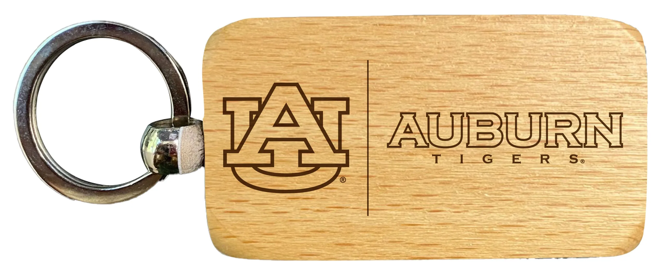 Auburn Tigers 2.5 x 1-Inch Engraved Wooden Keychain Officially Licensed Collegiate Product