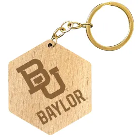 Baylor Bears 2 Engraved Wooden Hexagon Keychain Officially Licensed Collegiate Product