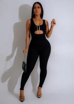 Beautiful For Tonight Ribbed Jumpsuit Black