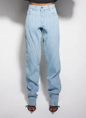 blue spiral baggy jeans