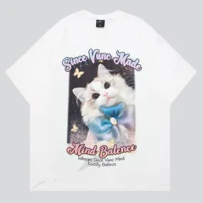 Bow Cat Print Tees