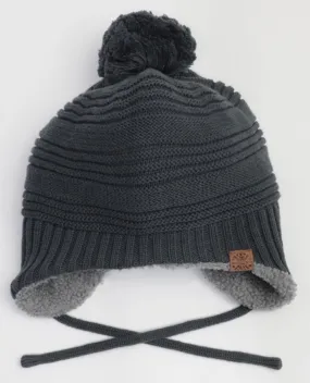 Calikids Knit Pom Pom Hat - Graphite