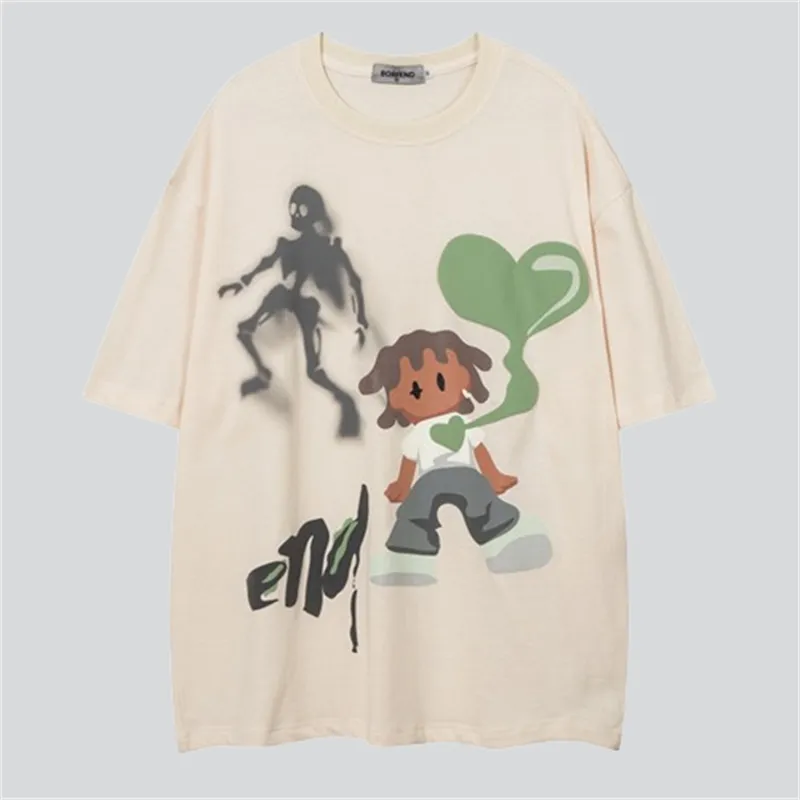 Cartoon Boy Lost Heart Print Tees