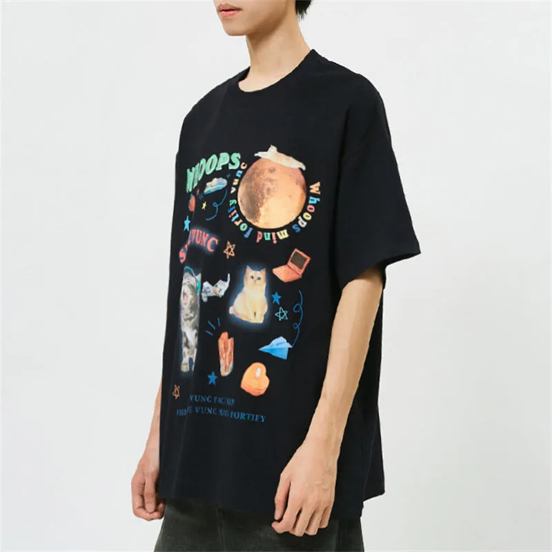 Cat Planet Print Tees