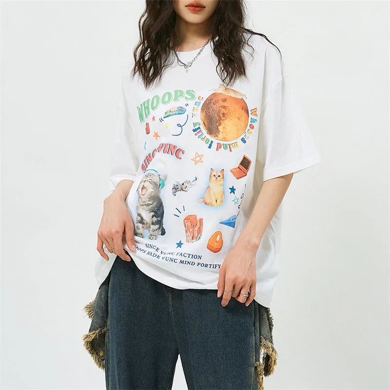 Cat Planet Print Tees