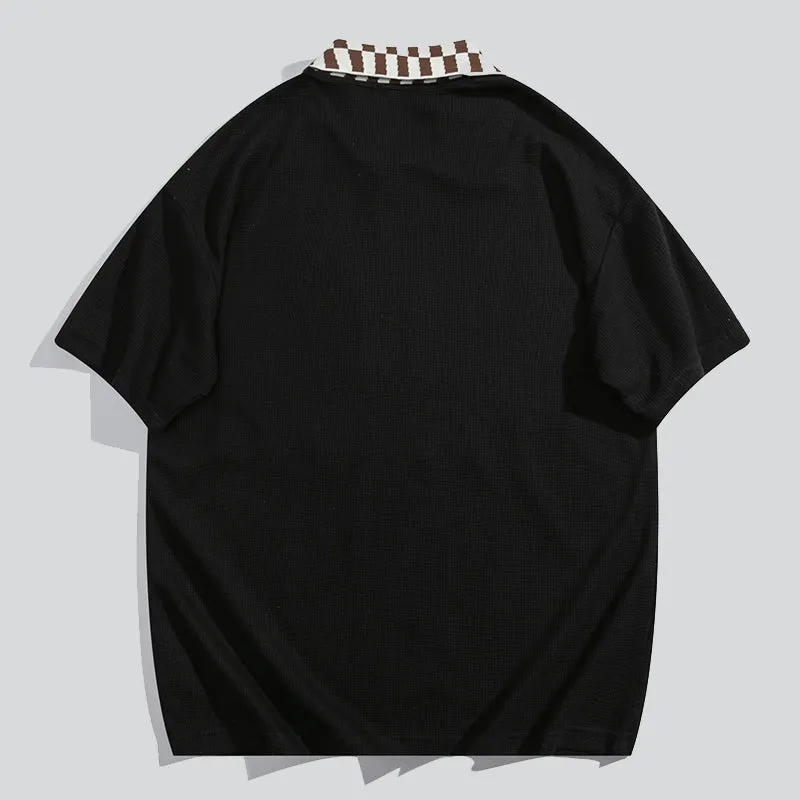 Checkered Polo Collar Waffle Tees