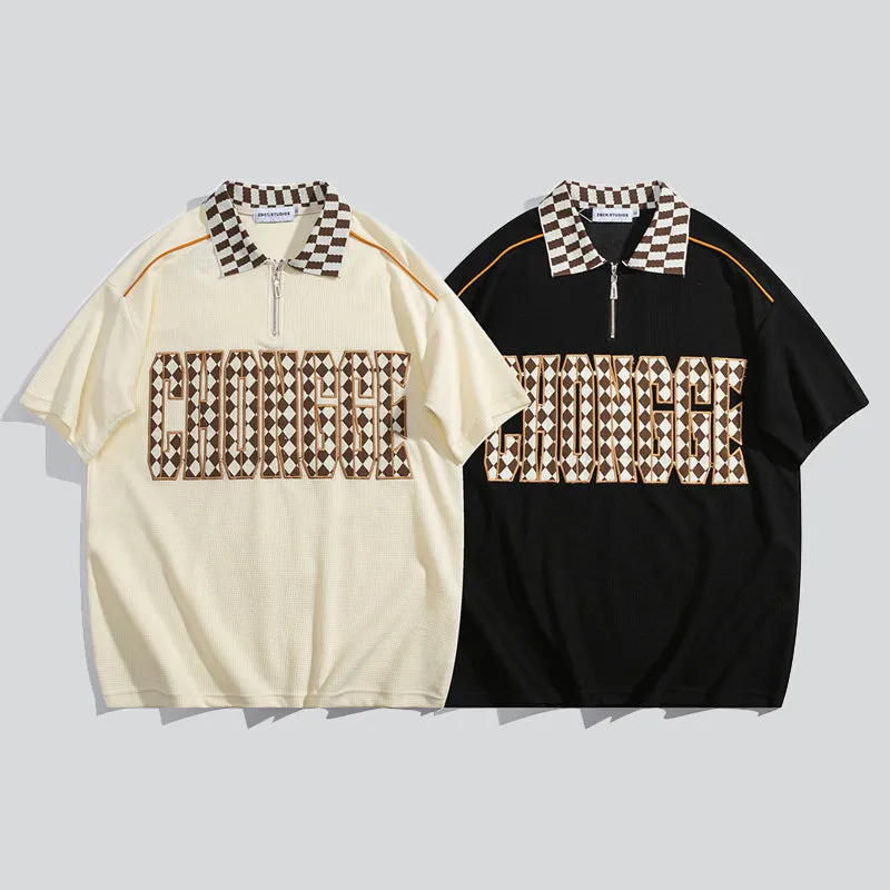 Checkered Polo Collar Waffle Tees