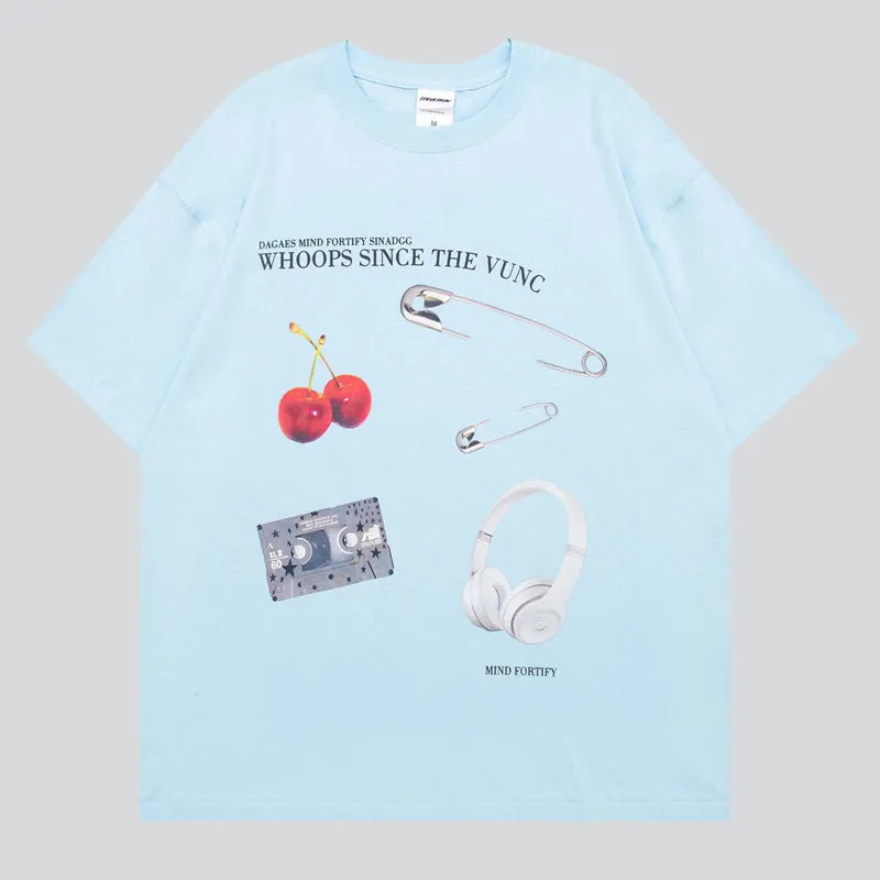 Cherry Headphone Print Tees