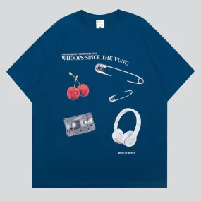 Cherry Headphone Print Tees