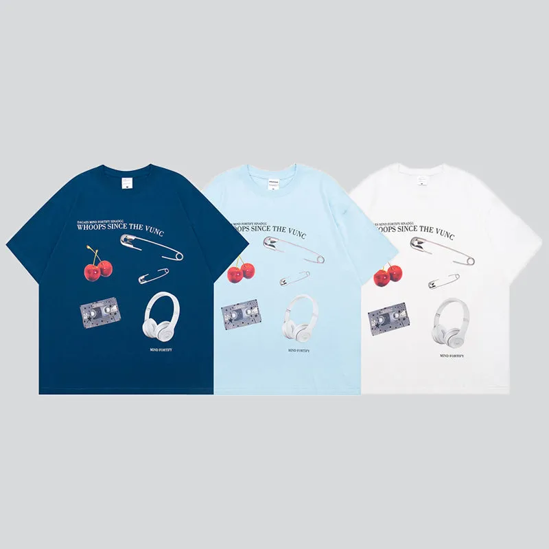 Cherry Headphone Print Tees