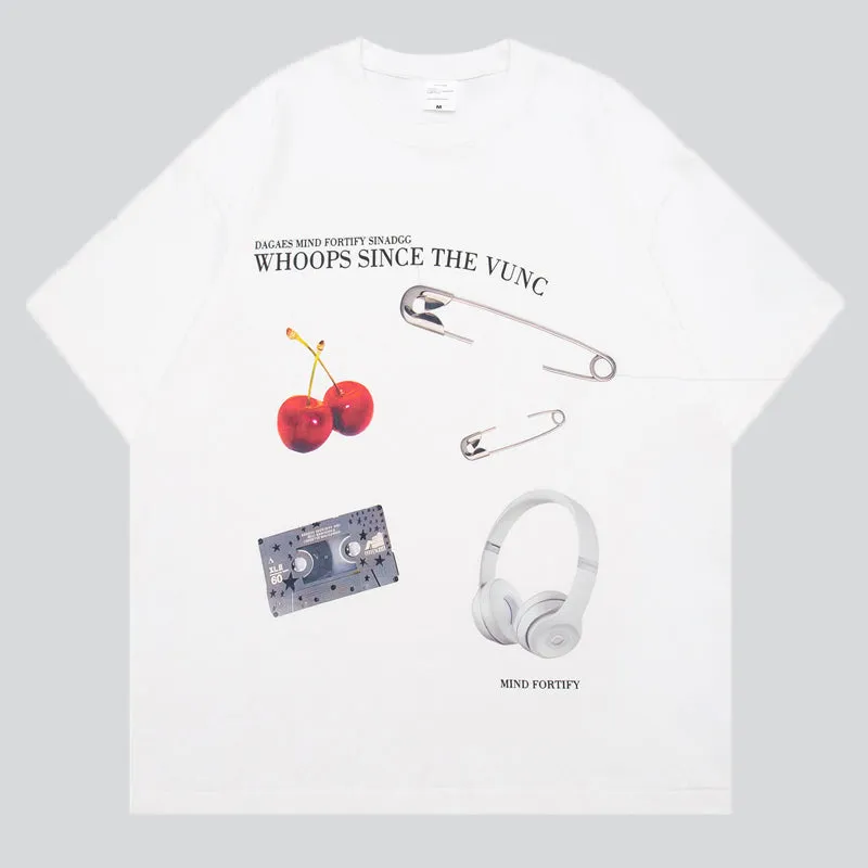 Cherry Headphone Print Tees