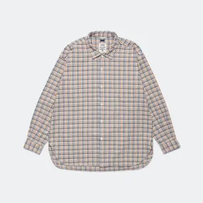 Cotton Silk Euro Check Shirt - Sunset