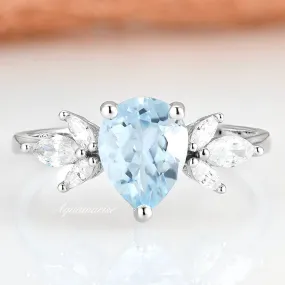 Eva Aquamarine Ring- Sterling Silver