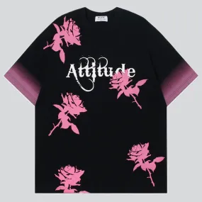 Floral Print Gradient Color Tees