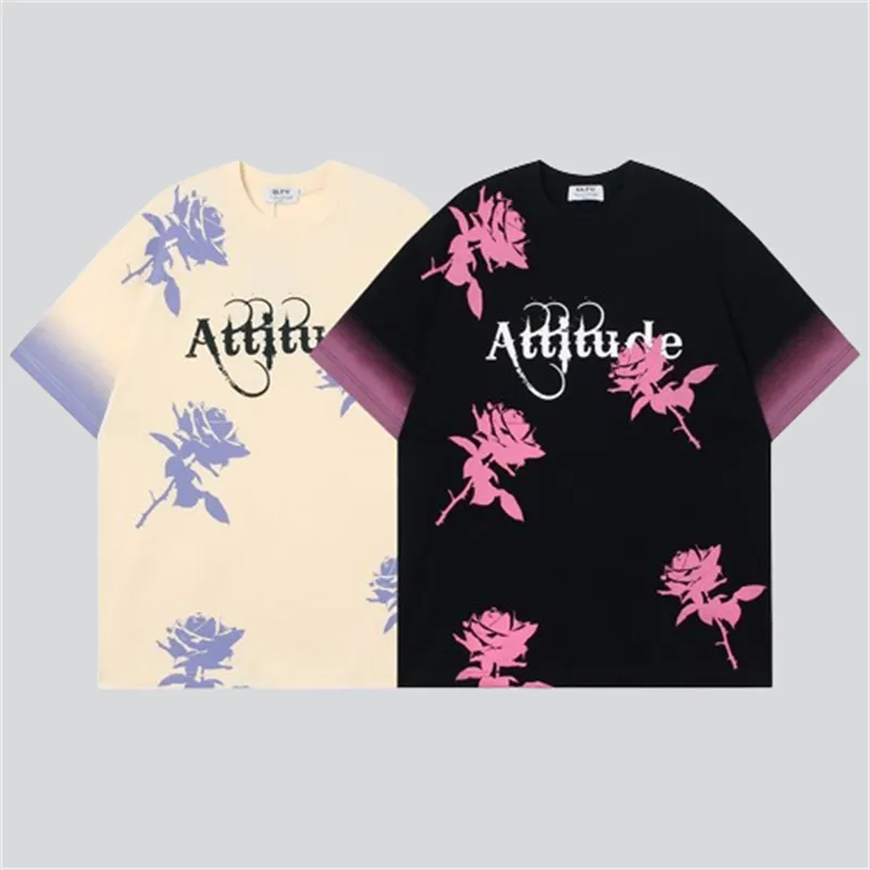 Floral Print Gradient Color Tees