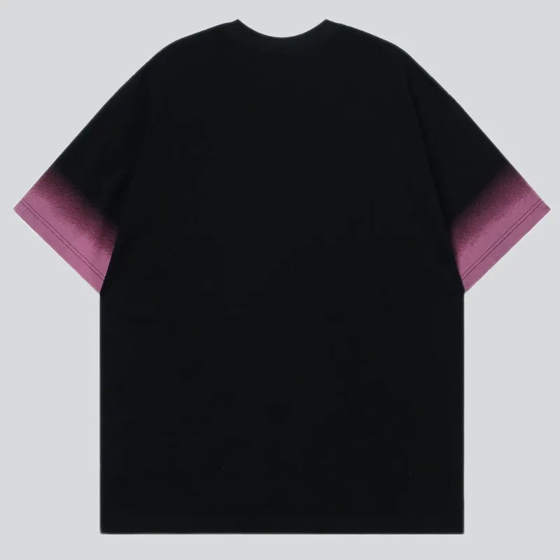 Floral Print Gradient Color Tees