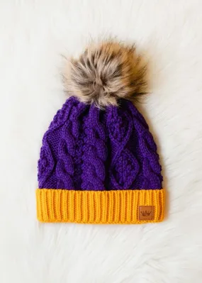 Game Day Purple & Gold Pom Hat