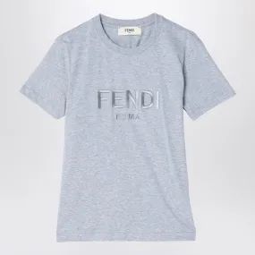 GREY COTTON T-SHIRT WITH LOGO