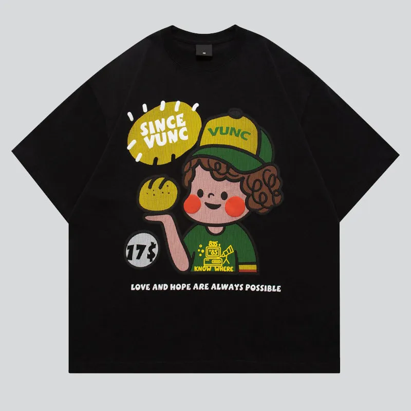 Happy Bread Boy Print Tees