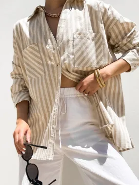 Indie Stripe Button Down in Stone