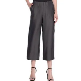 Kaari Blue Lyocell Wide Leg Capri Crop Pants Grey