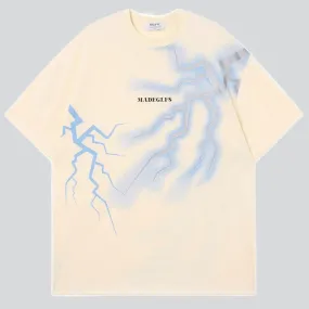 Lightning Print Crew Neck Tees