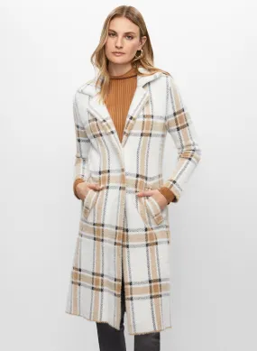 Plaid Button Front Coatigan