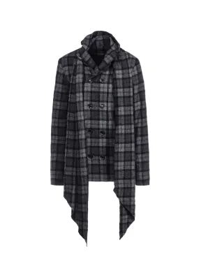 PLAID FLANNEL STOLE DETAIL JACKET