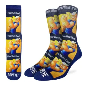 "Popeye I Y'am What I Y'am" Crew Socks by Good Luck Sock - Large