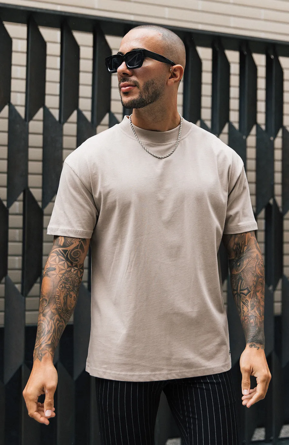 Signature Oversized Tee in Stone