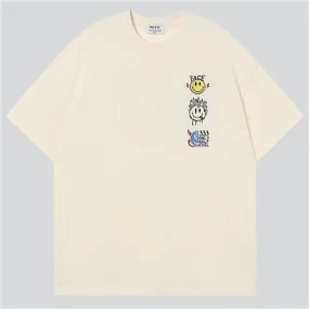 Smiley Embroidered Letter Print Tees