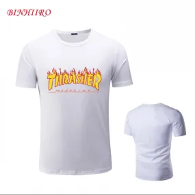 Summer fashion design T-shirt men's high quality cotton custom T-shirt flame English letter printing T-shirt BINHIIRO T19