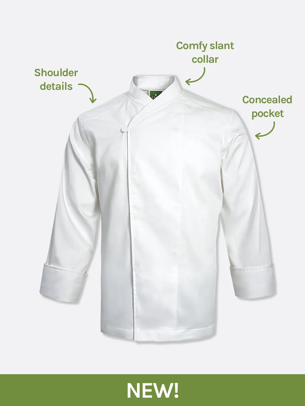 Tarragon White Chef Jacket, Long Sleeve