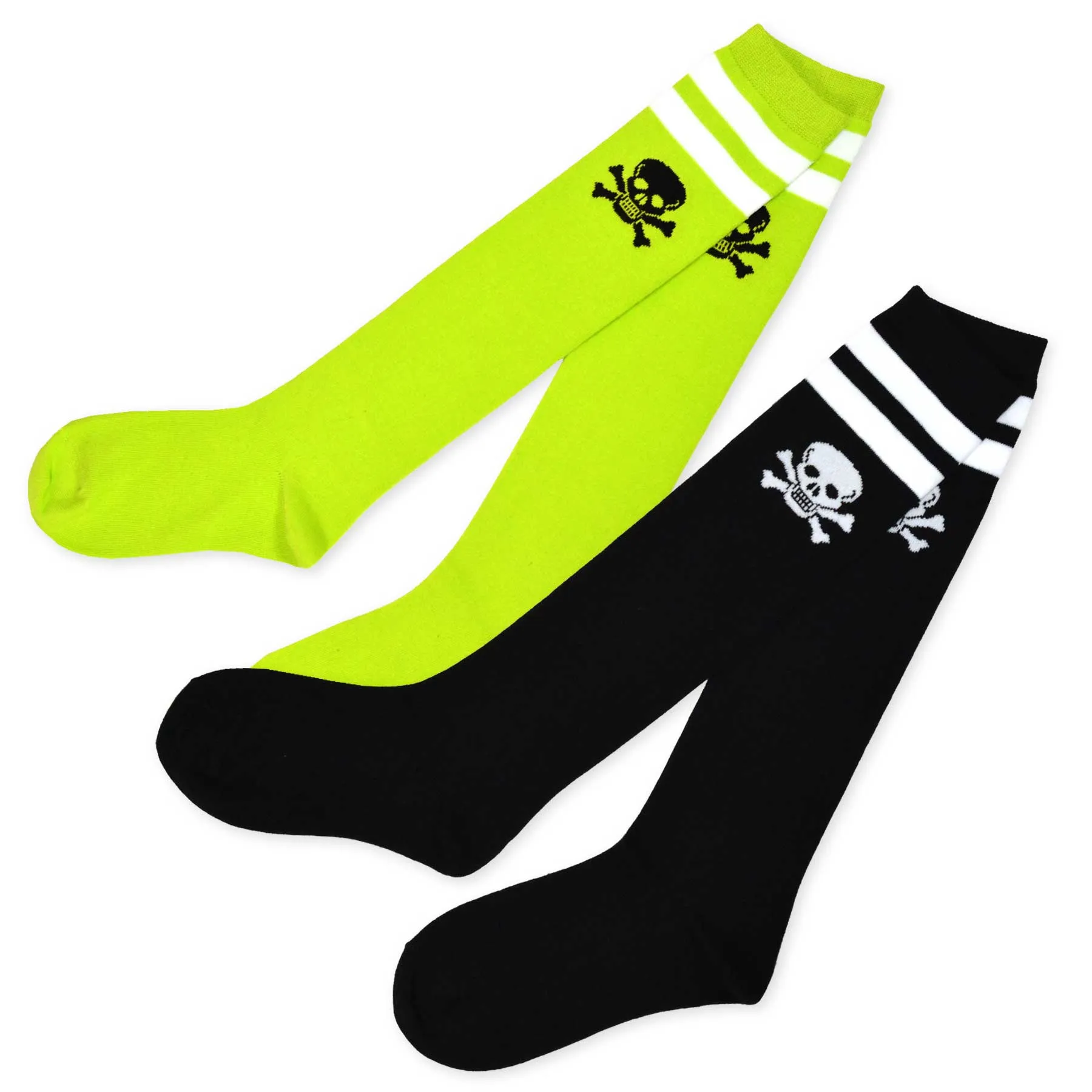 TeeHee Socks Women's Novelty Cotton Knee High Skull/Pirate 2-Pack (10698)