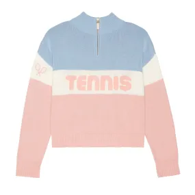 Tennis Color Blocked Quarter Zip Sweater