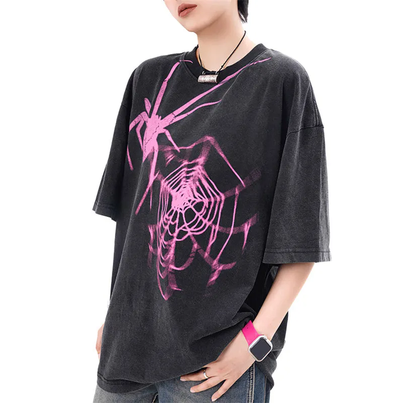 Trendy Spider Web Print Tees