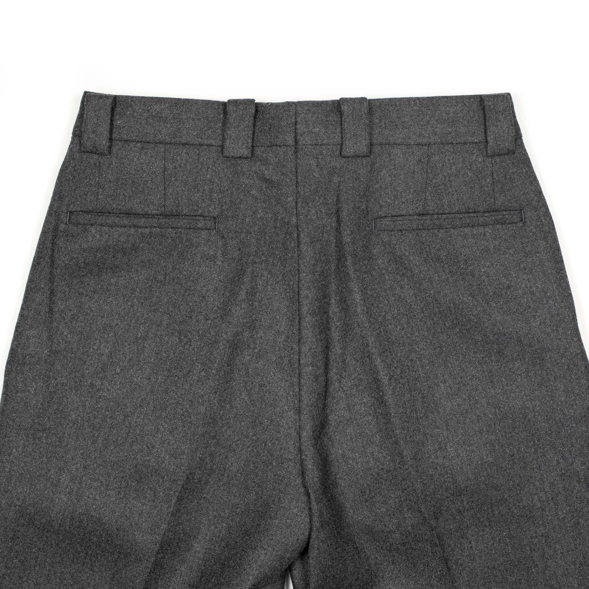 Two pleat wide trousers in grey superfine wool double cloth