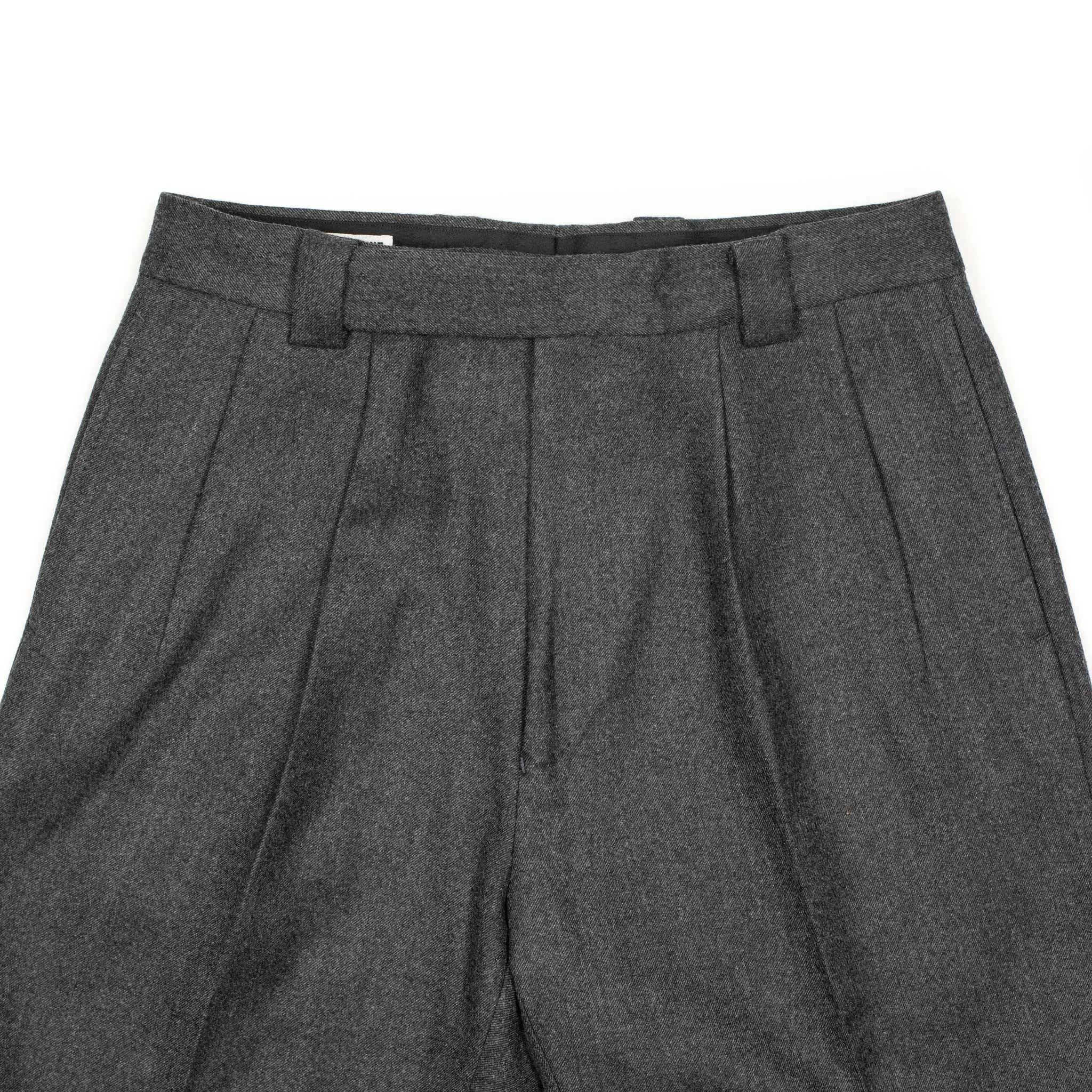 Two pleat wide trousers in grey superfine wool double cloth